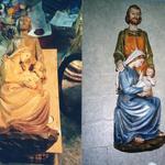 Holy Family wall plaque, before and after repair and restoration.