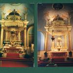 Sanctuary, before and after renovation.  Gold metal highlights.  